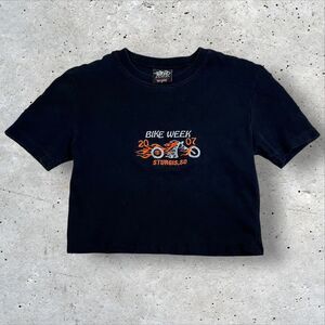 y2k 2007 Sturgis Bike Week Cropped T-Shirt Women's Size Large Bikers Design